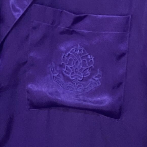 Victorias Secret Gold Label Satin Pajama Set Sz M Purple Crest‎ Lounge Luxury - Picture 5 of 13